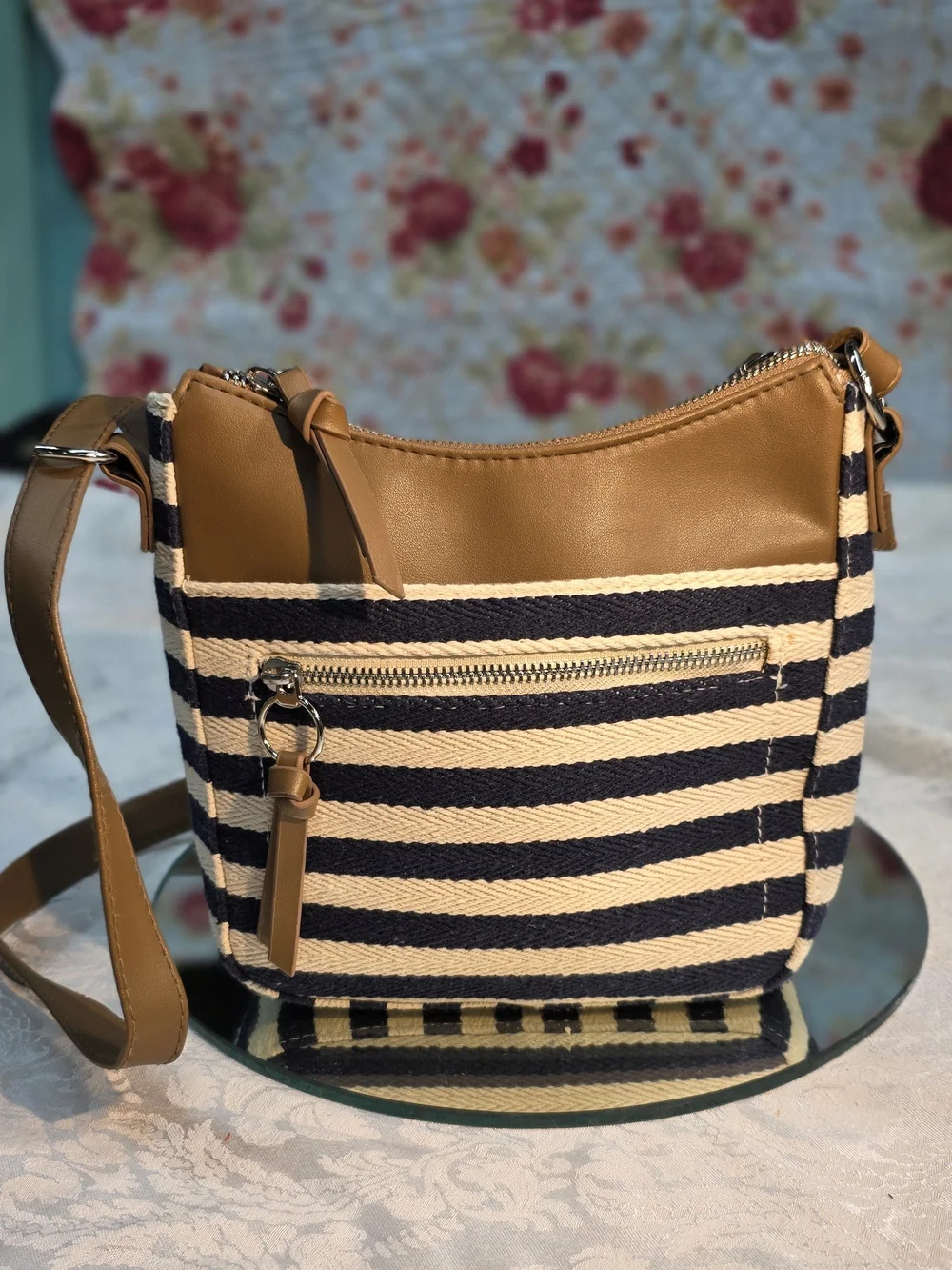 Striped nautical crossbody purse